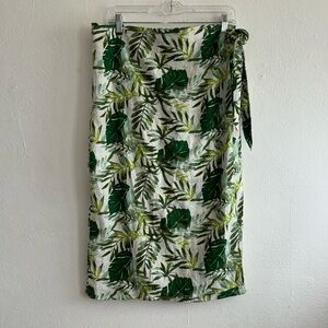Panama Jack Tropical Leaf Print Wrap Skirt